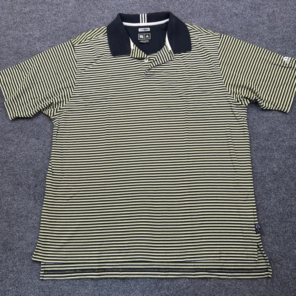 Adidas Golf Polo Shirt Men's Large Black Green‎ Stripes Climalite Short Sleeve